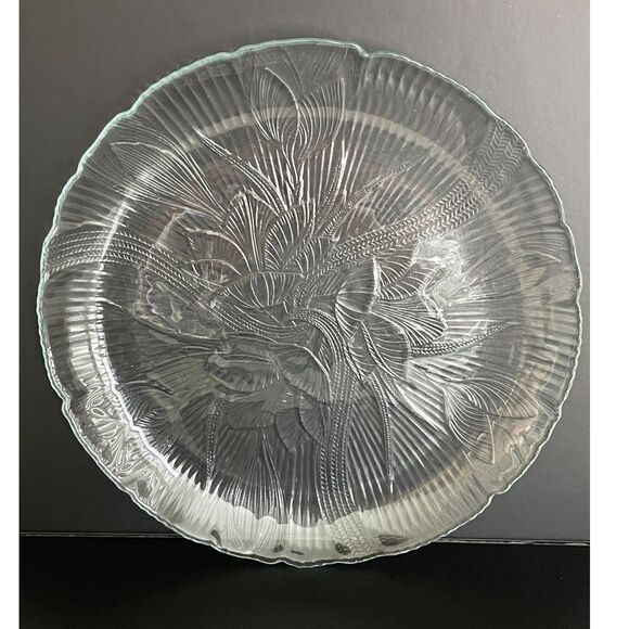 8 Vintage French Arcoroc Canterbury Crocus Clear Glass Embossed Plates 10.5/7.5" - Picture 6 of 8